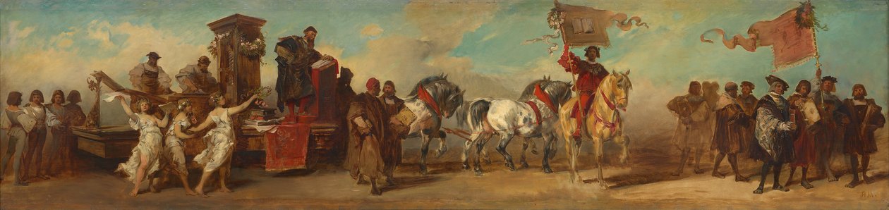 Návrh na slavnostní průvod roku 1879 - Knihtiskaři, knihkupci a obchodníci s uměním od Hans Makart