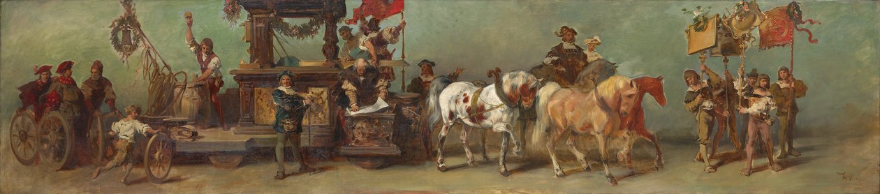 Návrh pro slavnostní průvod roku 1879 - Tesaři, soustružníci dřeva a bednáři od Hans Makart
