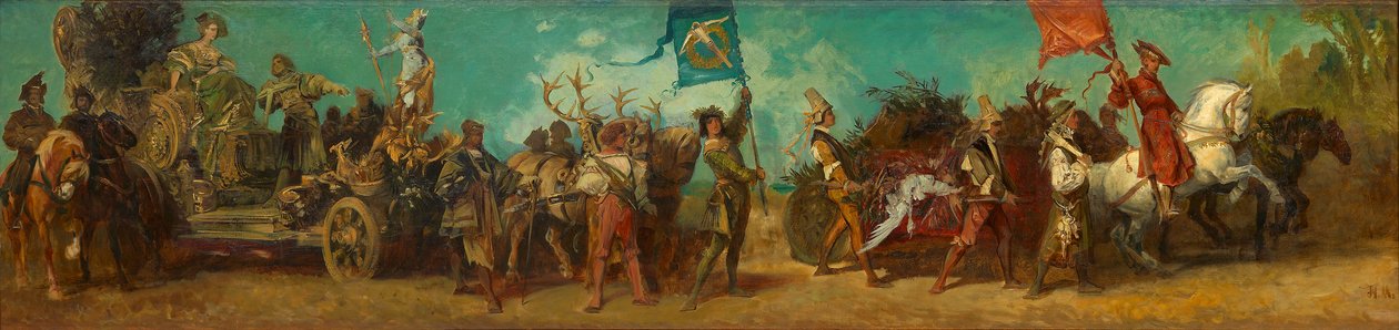 Návrh na slavnostní průvod z roku 1879 – slavnostní vůz s loveckou tematikou od Hans Makart