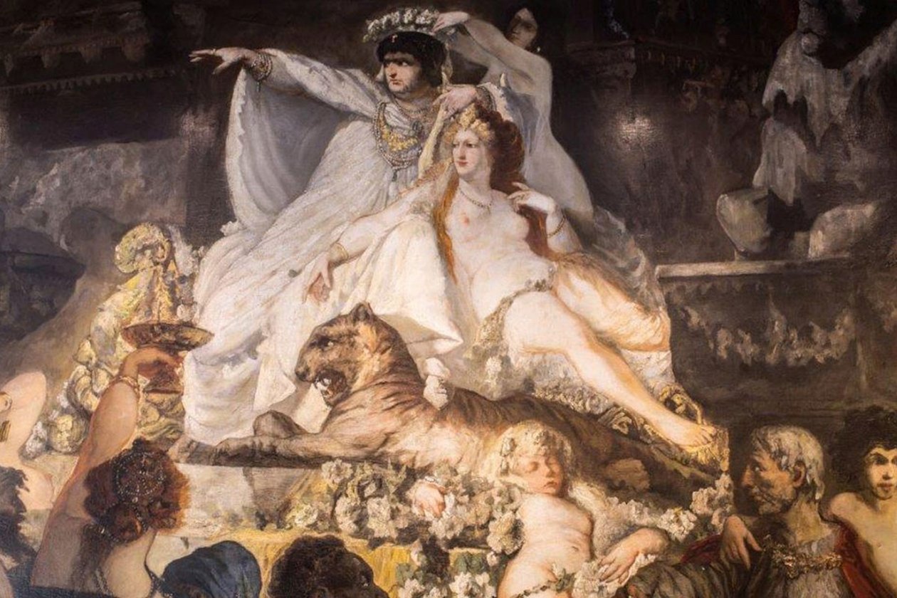 Německy: Nero při vypalování Říma od Hans Makart
