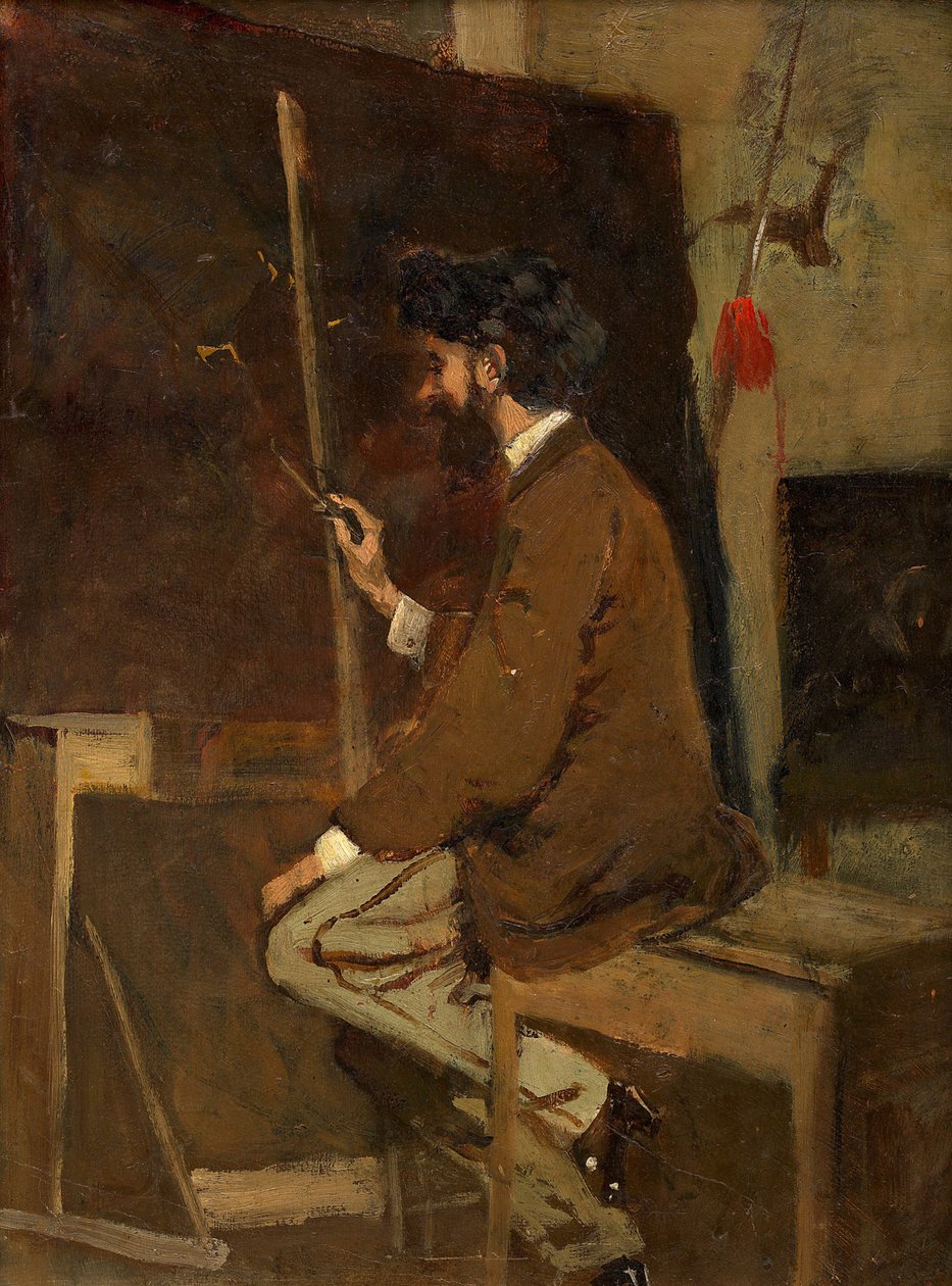 Autoportrét před stojanem, před rokem 1868. od Hans Makart