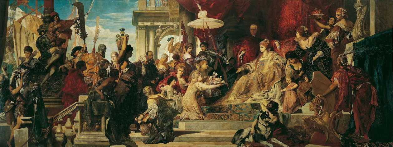 Benátky vzdávají hold Caterině Cornaro od Hans Makart