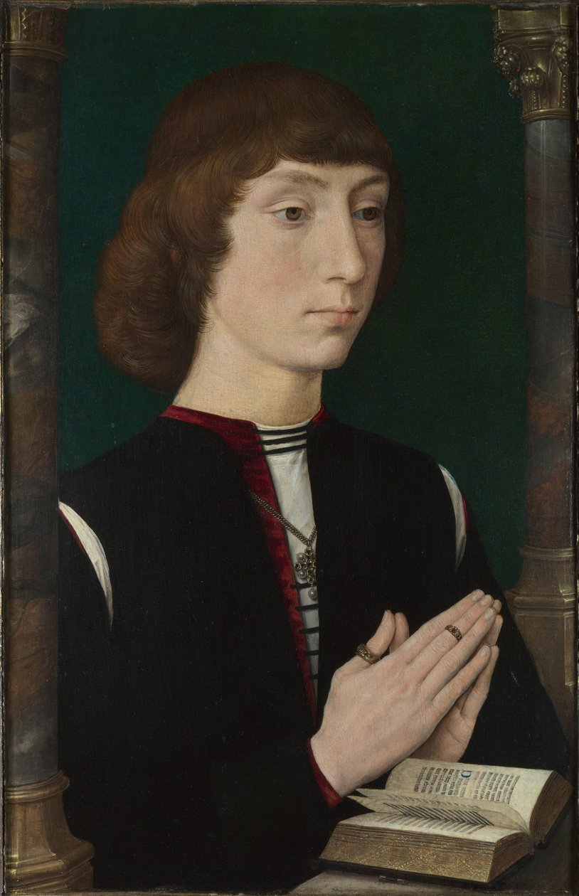 Mladý muž při modlitbě, 1470 od Hans Memling