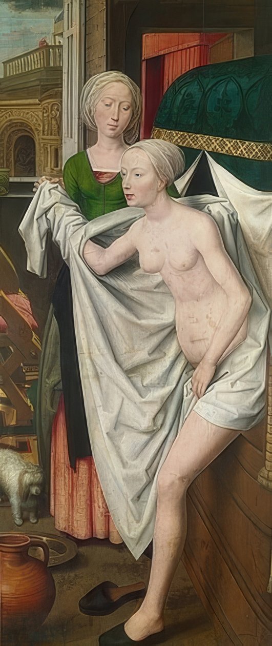 Bathsheba ve vaně. Kolem roku 1485 od Hans Memling