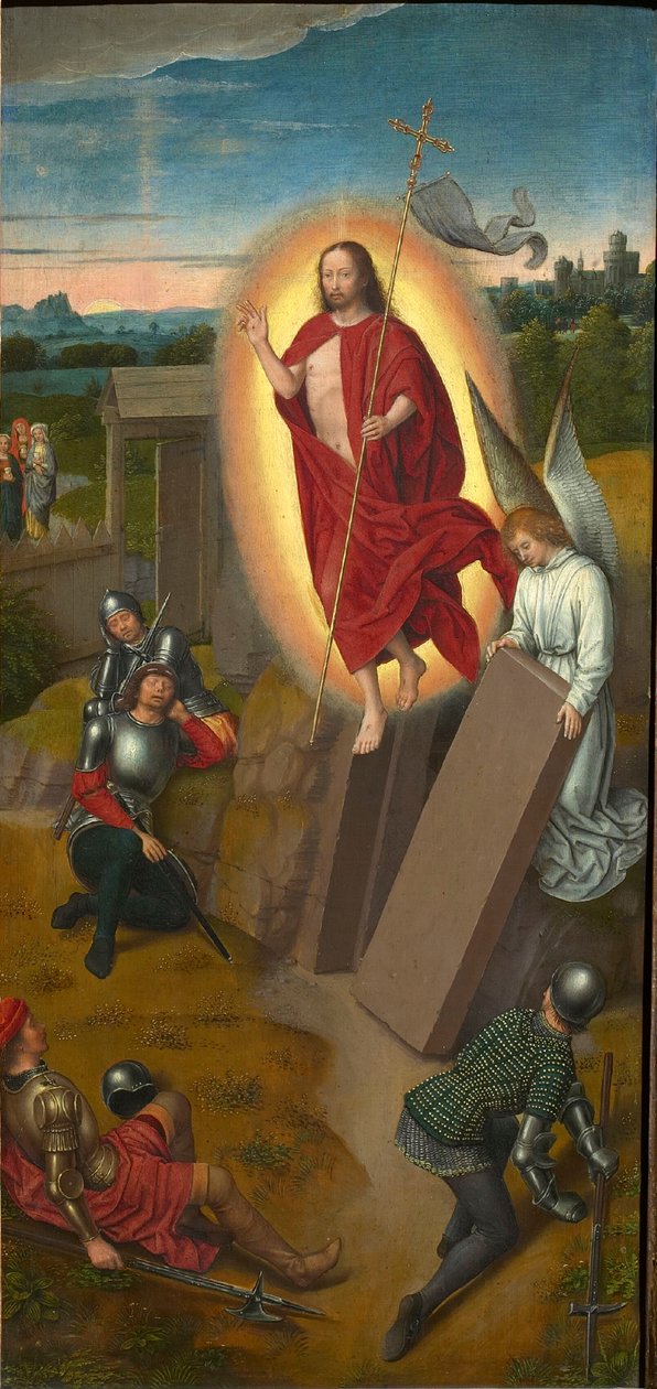 Triptych Kalvárie: Vzkříšení, pravé křídlo, 80. léta 14. století. od Hans Memling