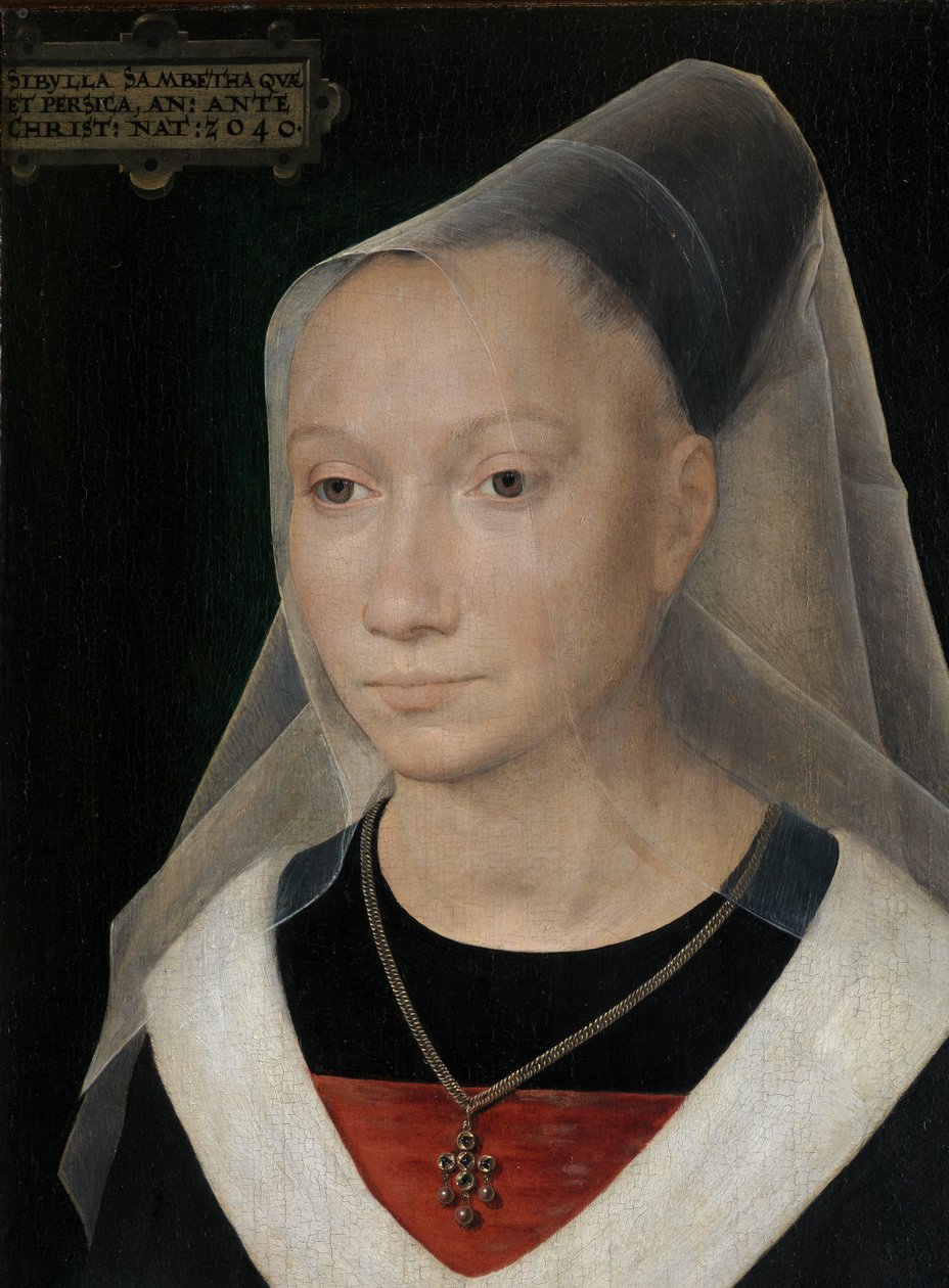 Detail portrét mladé ženy od Hans Memling