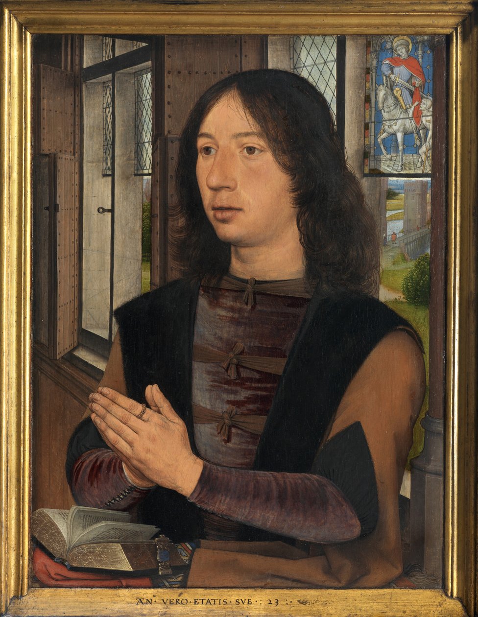 Detail diptychu Maarten van Nieuwenhove od Hans Memling