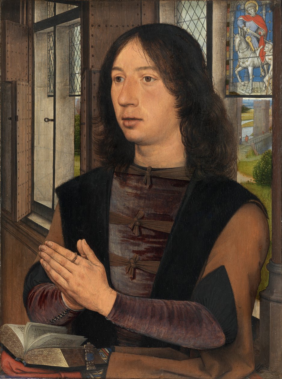 Detail diptychu Maarten van Nieuwenhove od Hans Memling
