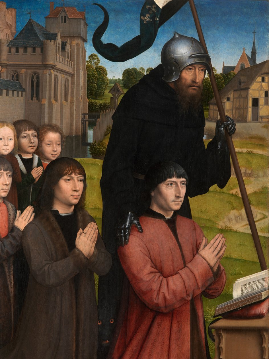 Detail Triptychu Willema Moreela od Hans Memling