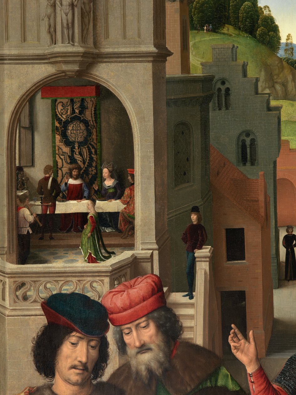 Detail levého panelu Triptychu svatého Jana Křtitele a svatého Jana Evangelisty od Hans Memling