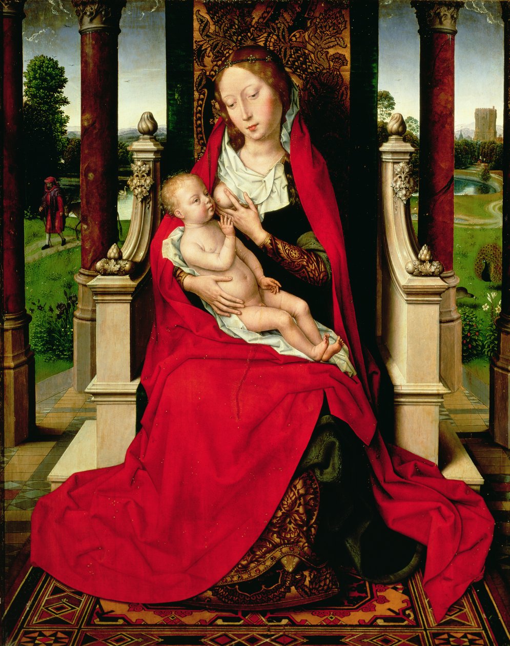 Madonna a dítě na trůnu, kolem 1492-94 od Hans Memling