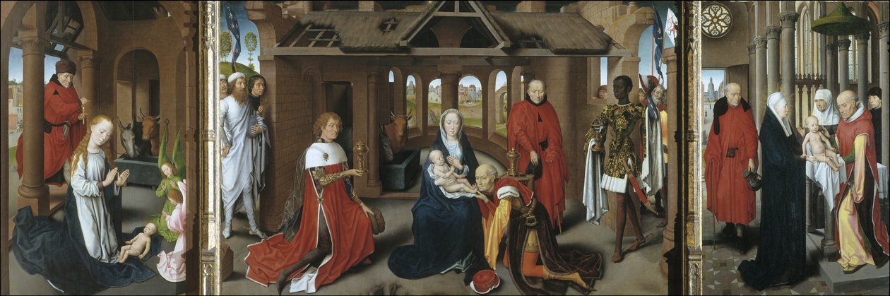 Narození. Klanění tří králů. Představení Ježíše v chrámu, 1479-1480 od Hans Memling