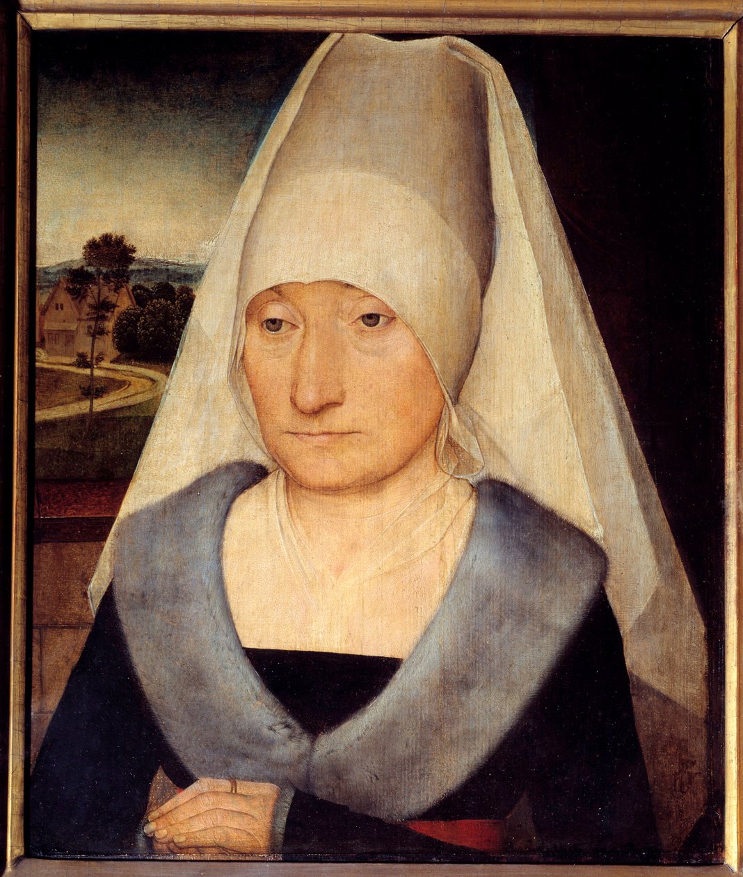 Portrét starší ženy Obraz Hanse Memlinga (1435-1494) 15. století Sun. 0,35x0,29 m - Portrét staré ženy. Obraz Hanse Memlinga (1435-1494) od Hans Memling