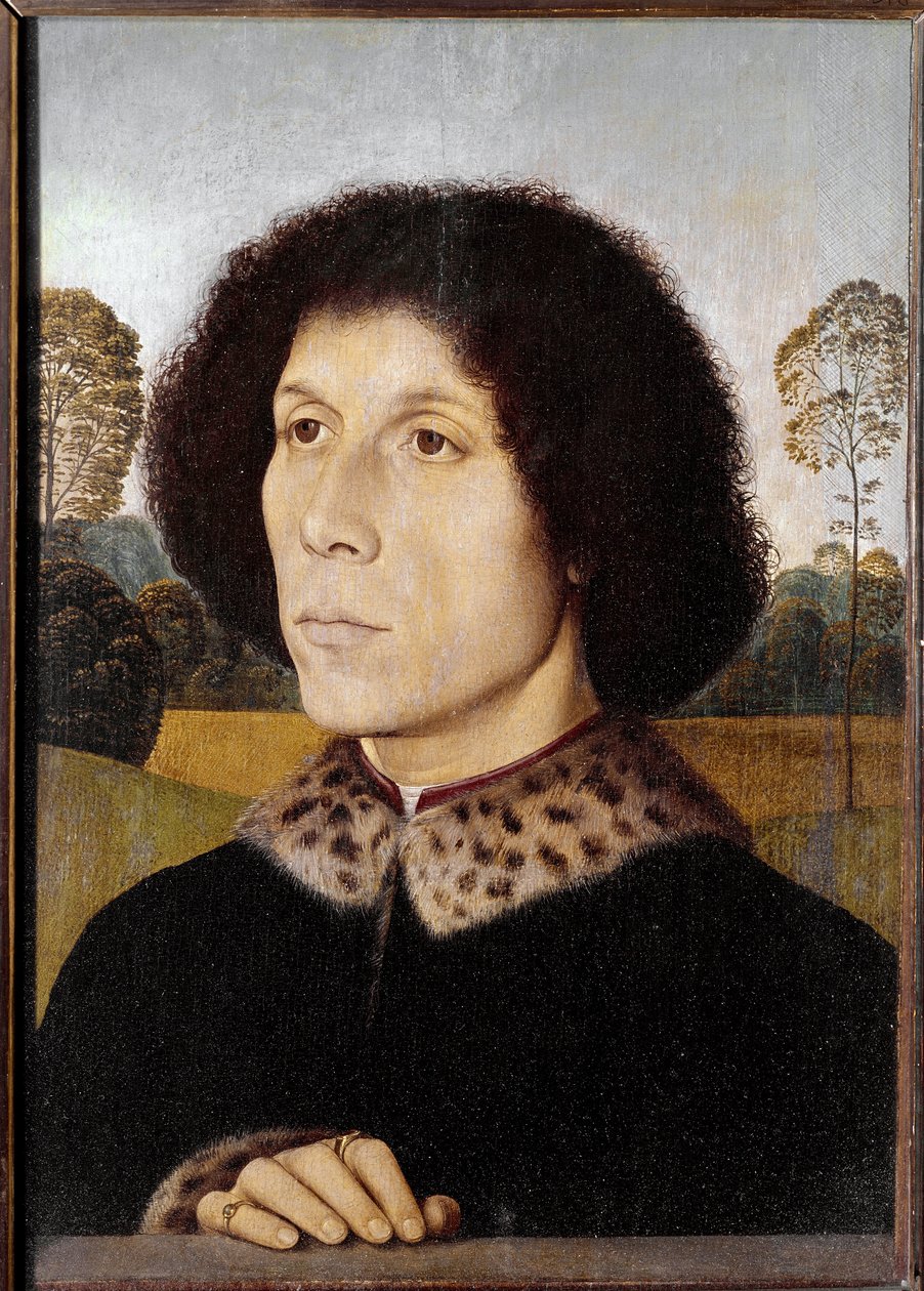 Portrét neznámého muže v krajině (olej na dřevě od Hans Memling
