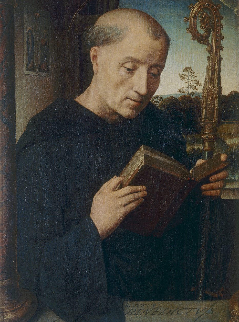 Svatý Benedikt, 1487 od Hans Memling