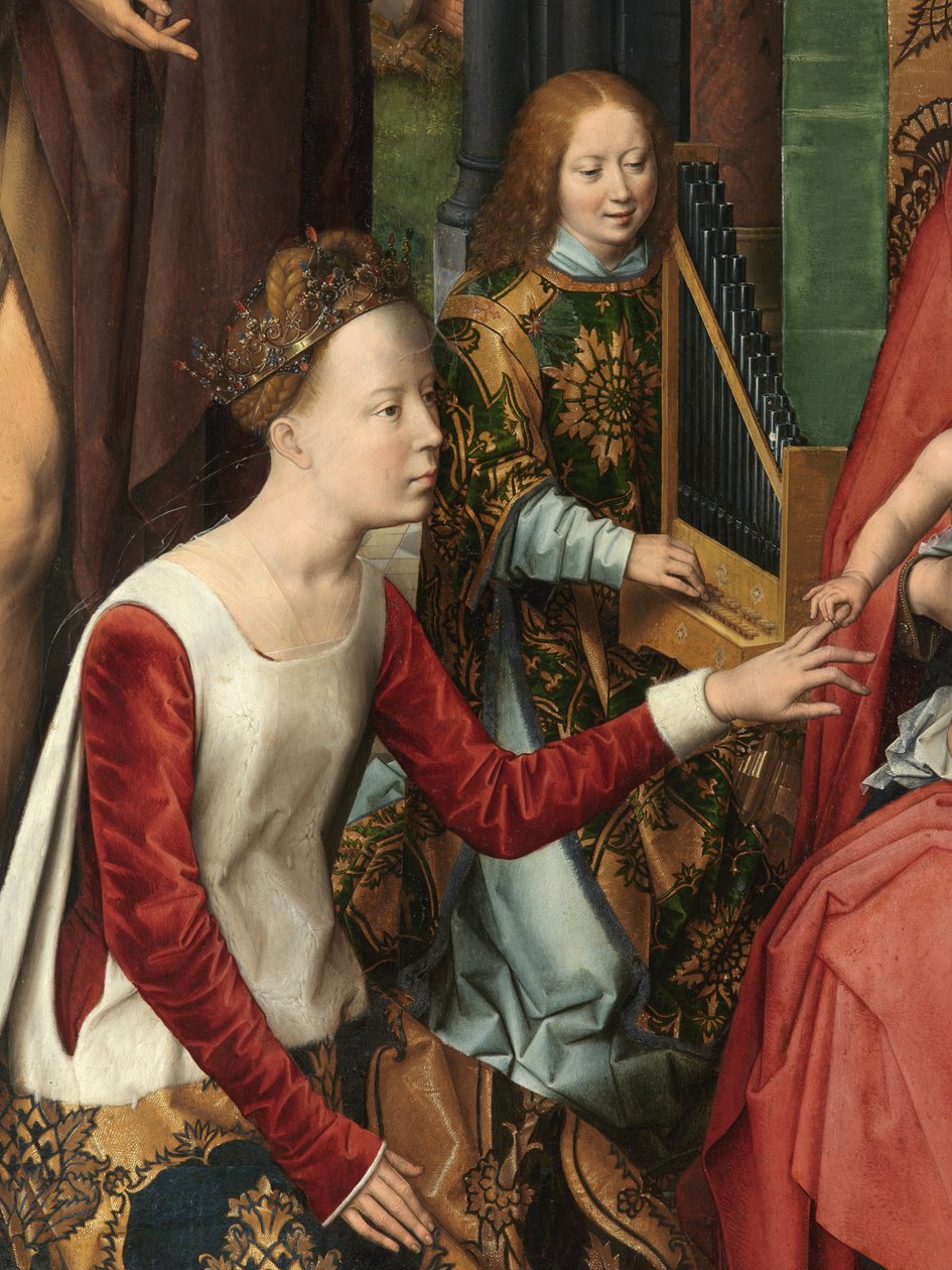 Svatá Kateřina, detail centrální desky Triptychu sv. Jana Křtitele a sv. Jana Evangelisty od Hans Memling