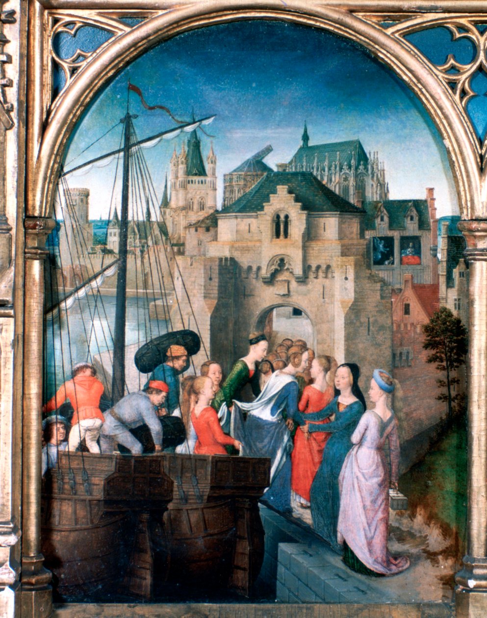 Svatyně St Ursula, Příjezd do Kolína nad Rýnem, 1489 od Hans Memling