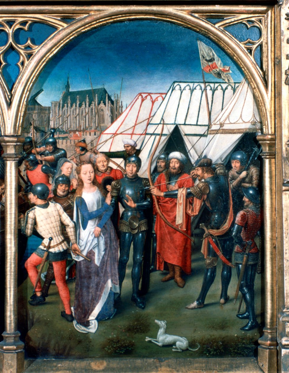 Svatyně svaté Ursuly, mučednická smrt v Kolíně nad Rýnem, 1489 od Hans Memling