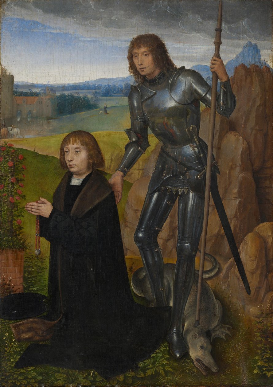 Deska z diptychu: Svatý Jiří s dárcem
(Vnější strana oddělena; viz inv. č. 1401) od Hans Memling