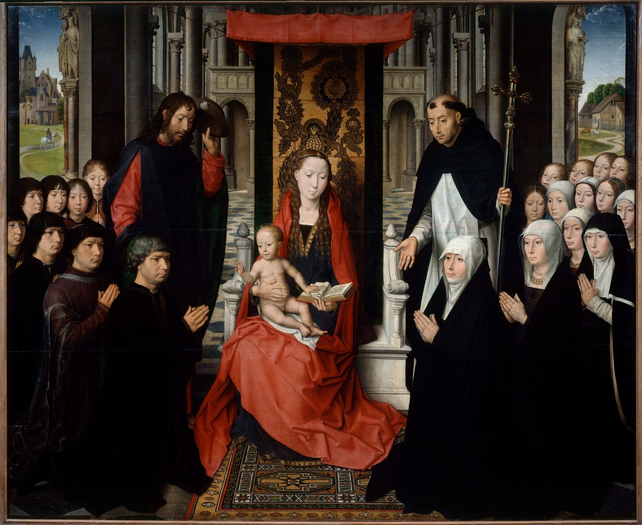 Panna a dítě mezi svatým Jakubem a svatou Dominikou představující dárce nebo panna Jacquese Floreinse. Obraz Hanse Memlinga (1435-1494) (ec.flam.) 15. století Sun. 1,3x1,6m od Hans Memling