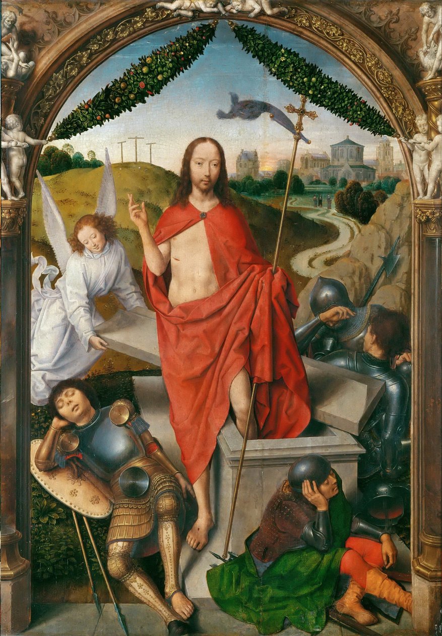 Triptych centrálního panelu The Resurrection od Hans Memling