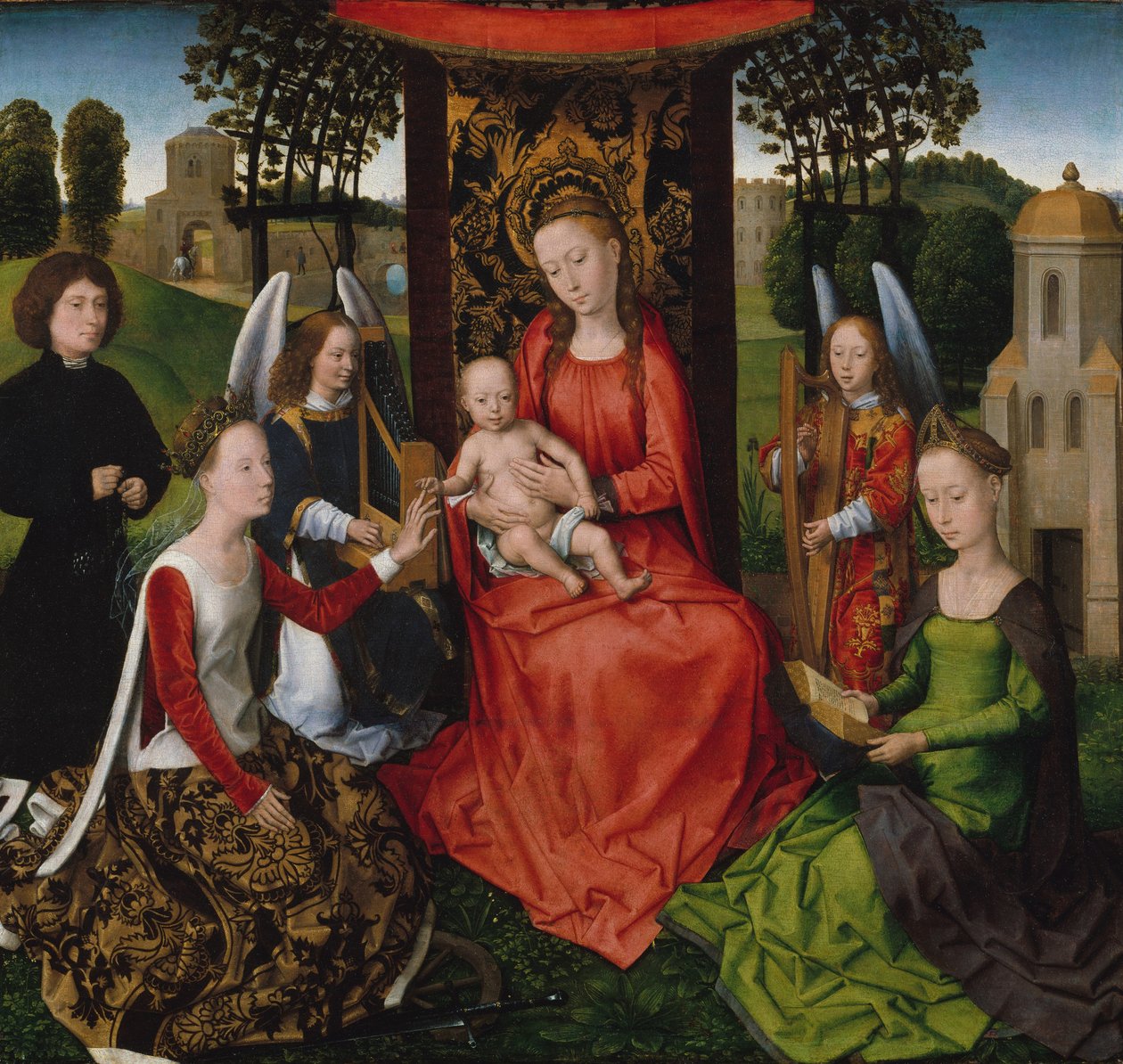 Panna s dítětem se svatými Kateřinou Alexandrijskou a Barborou od Hans Memling