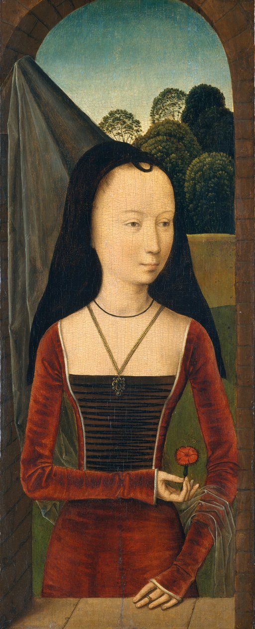 Mladá žena s růžovou, ca. 1485-90. od Hans Memling