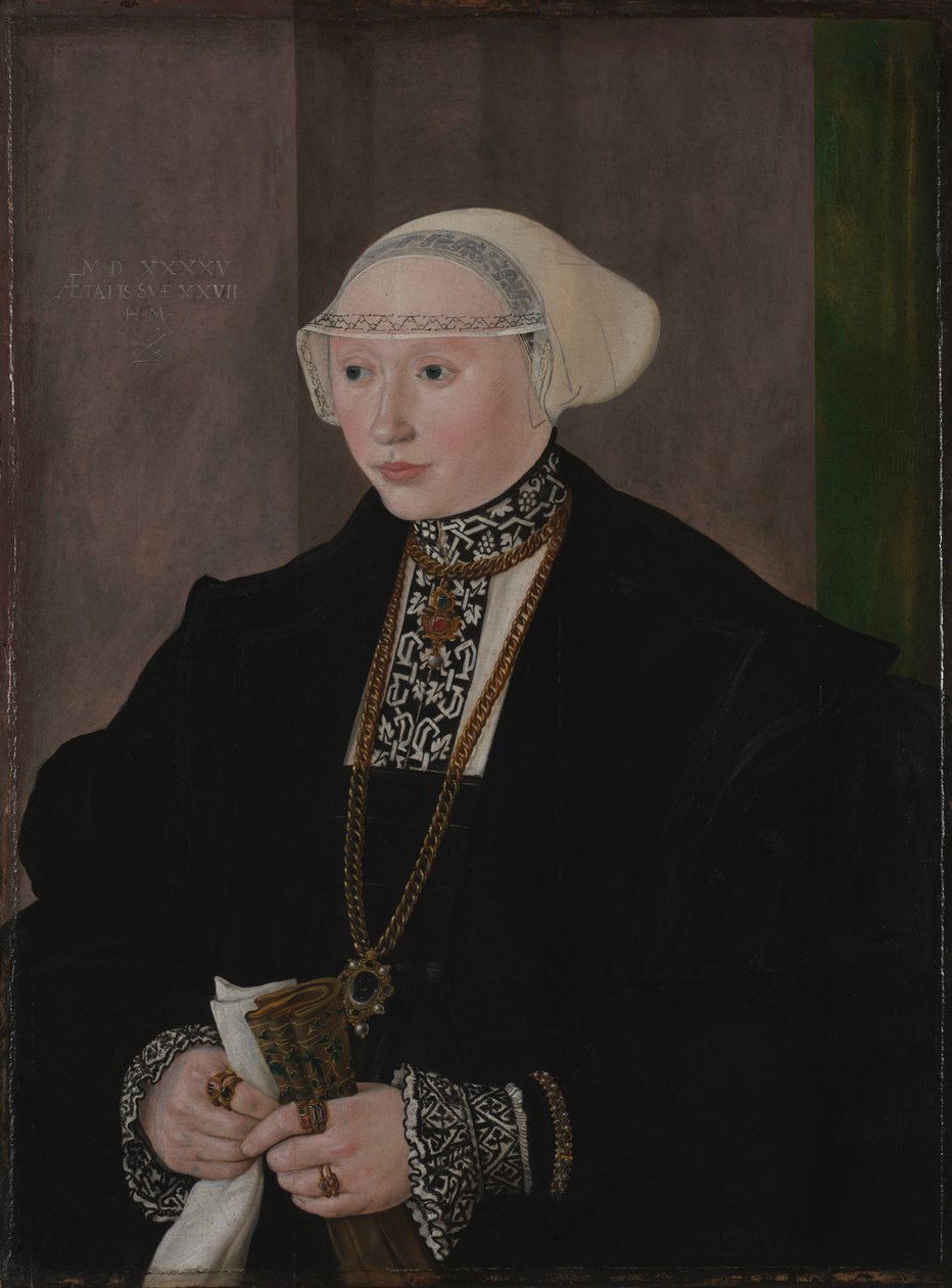Portrét Marie Kitscher, manželky Freyberg, 1545 od Hans Muelich or Mielich