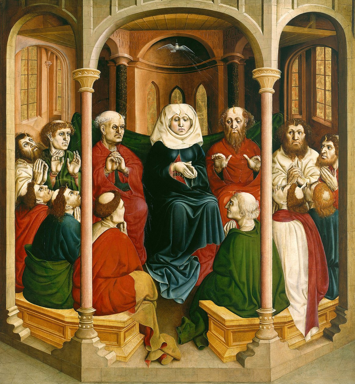 Sestup Ducha svatého Letnice. Křídla Wurzachského oltáře, 1437 od Hans Multscher