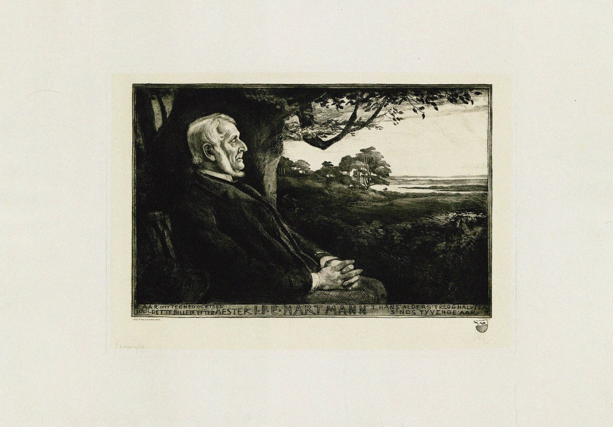 Portrét skladatele Johna Petera Emily Hartmann 1805-1900, od Hans Nikolaj Hansen