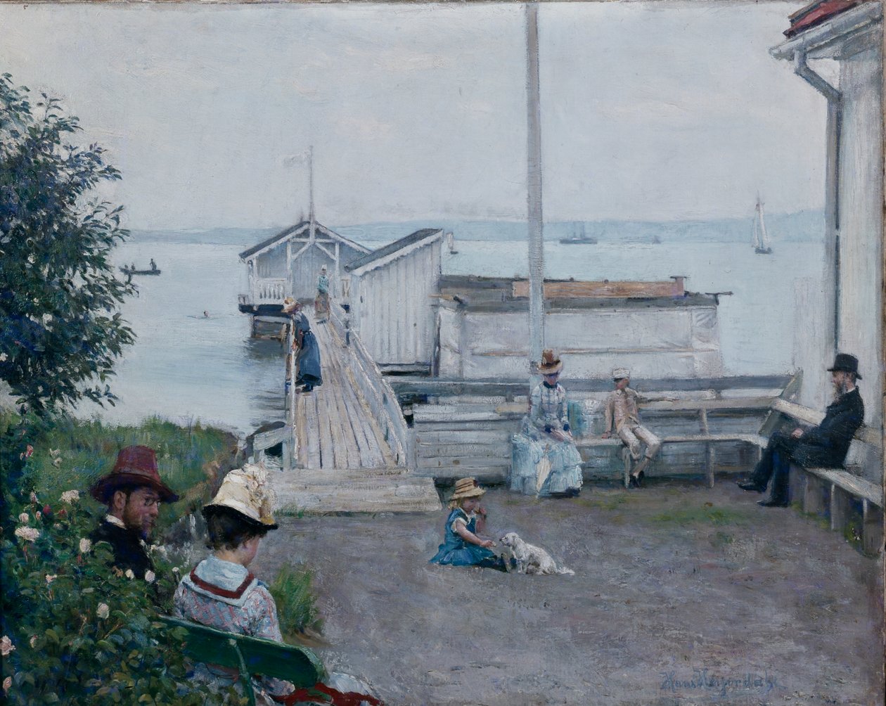 The Bath House at Asgardstrand (olej na plátně) od Hans Olaf Heyerdahl