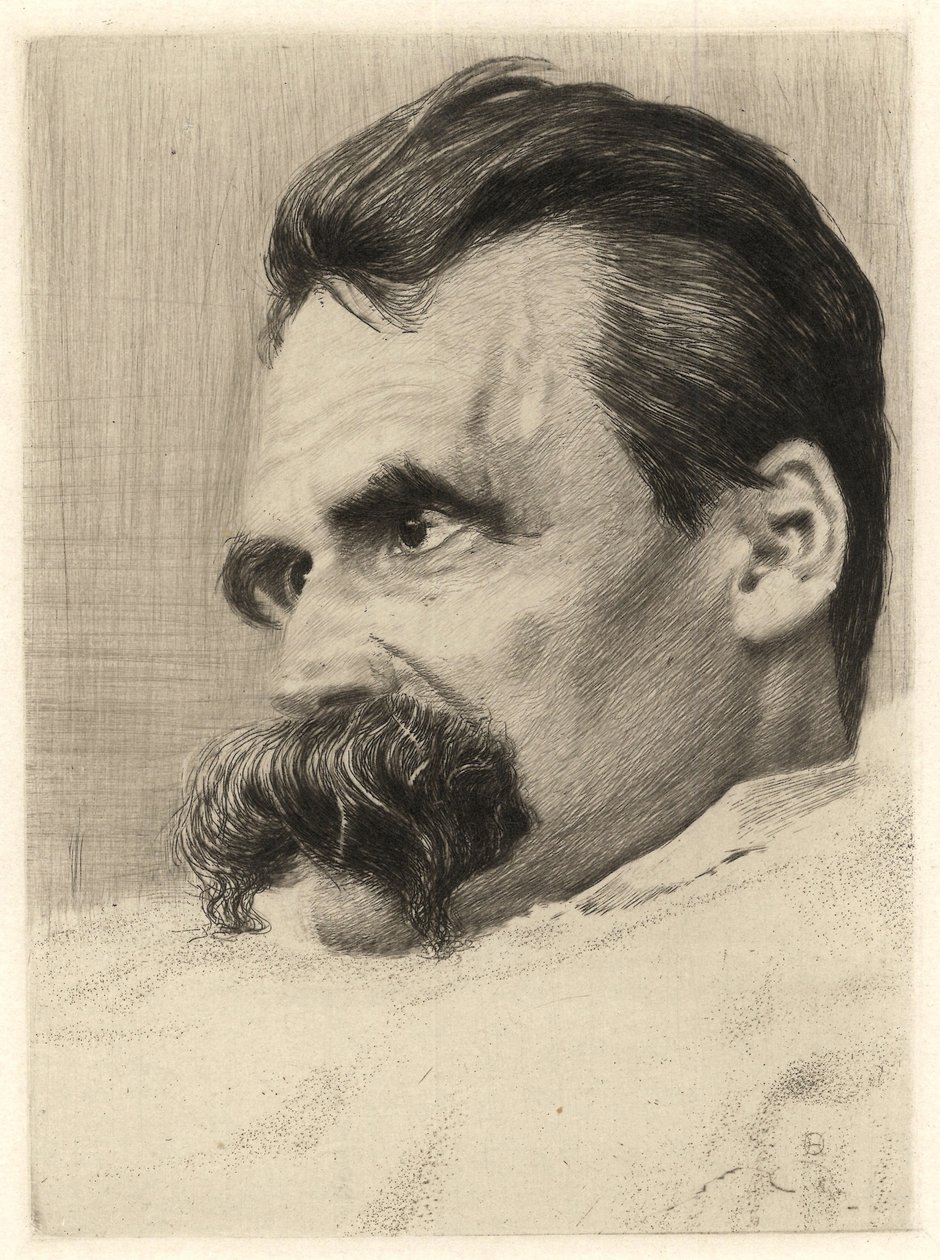 Portrét Friedricha Nietzscheho (1844 - 1900), německého filozofa - Hans (Johannes) Olde (1855-1917) od Hans Olde