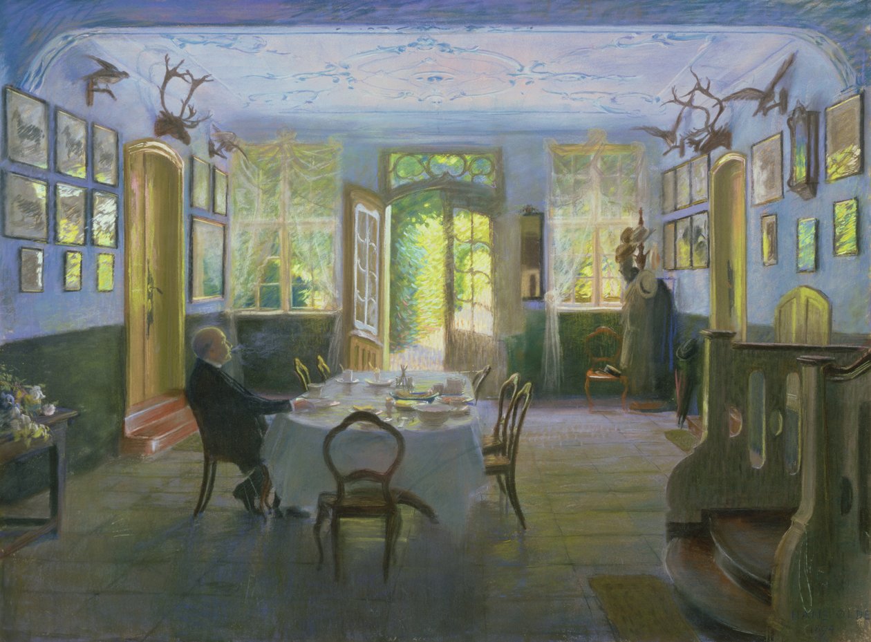 Sál panského sídla ve Waltershofu, 1894 (pastel na papíře) od Hans Olde
