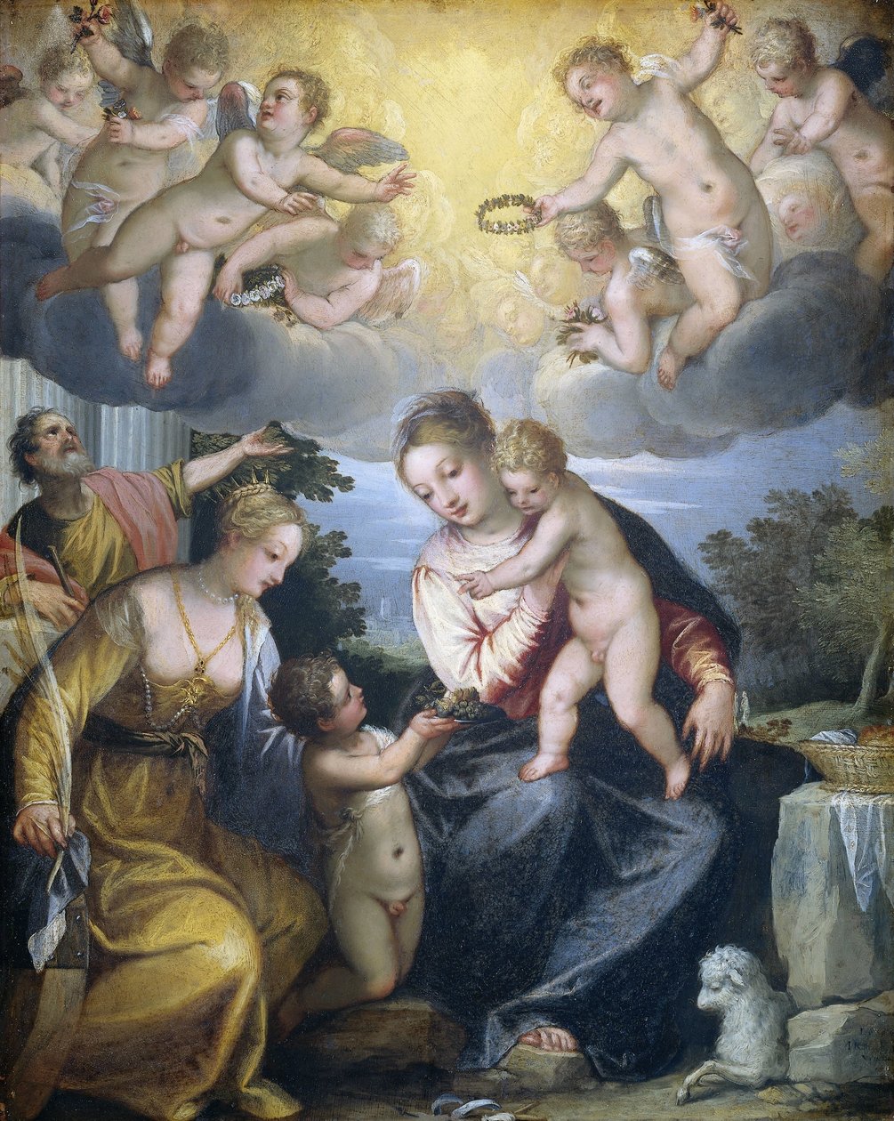 Panna a dítě s mladým Janem Křtitelem a svatou Kateřinou od Hans Rottenhammer (I)