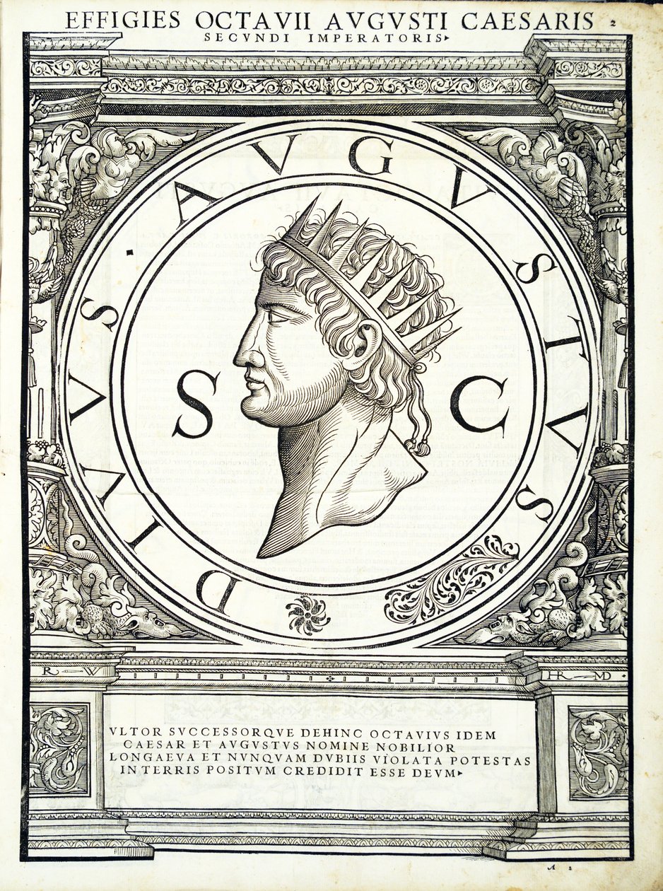 Octavian Caesar, ilustrace z „Římští císaři celého Východu a Západu“ od Hans Rudolf Manuel Deutsch