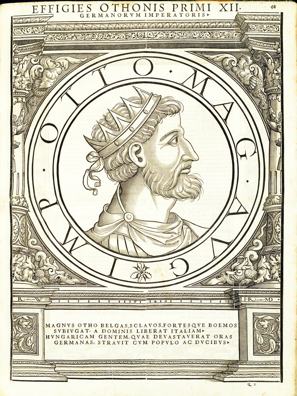 Otho I Magnus, ilustrace z „Římští císaři celého Východu a Západu“, dřevoryt Rudolpha Wyssenbacha, tisk Andreas Gesner, Zuric od Hans Rudolf Manuel Deutsch