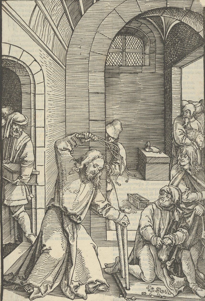 Kristus očišťující chrám, od zrcadla utrpení našeho Pána Ježíše Krista, 1507. od Hans Schäufelein the Elder