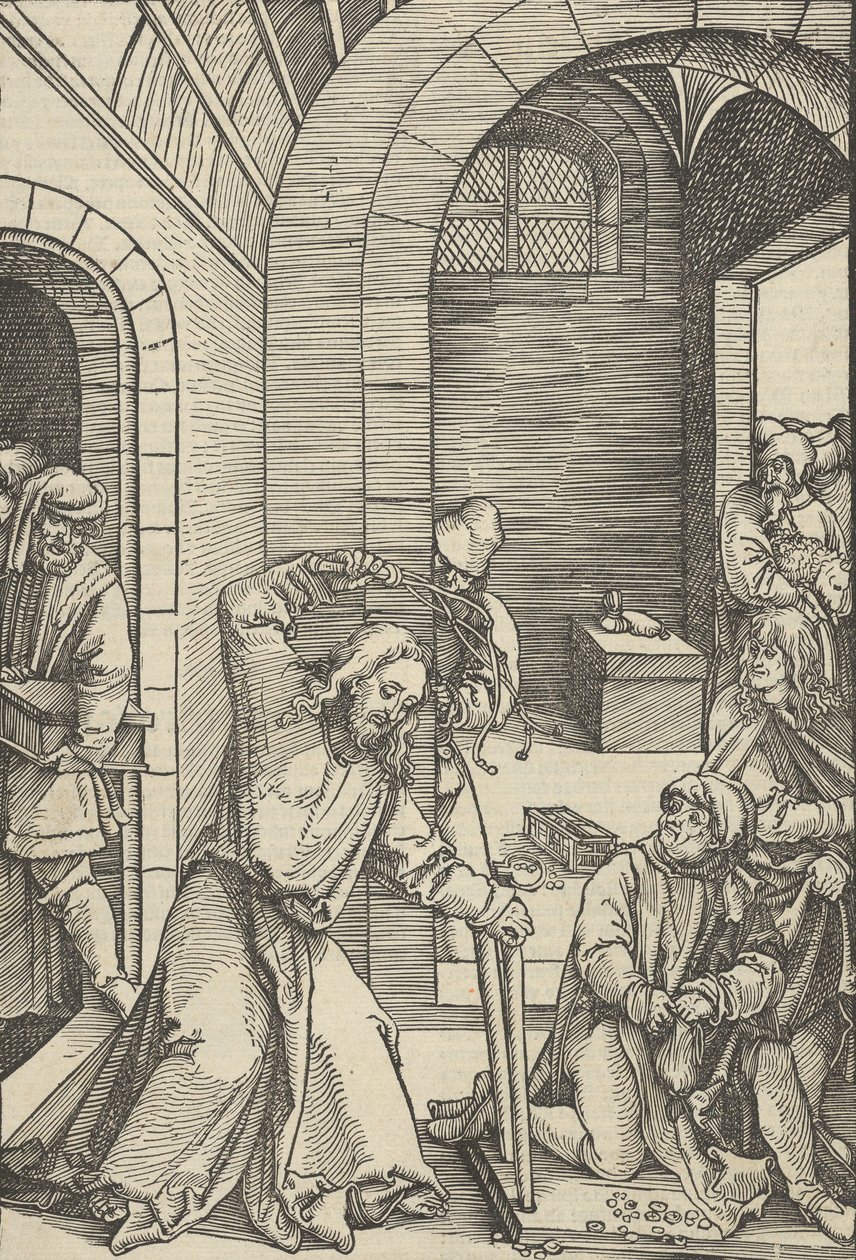 Kristus očišťující chrám, od zrcadla utrpení našeho Pána Ježíše Krista, 1507. od Hans Schäufelein the Elder