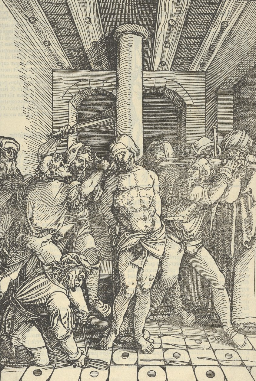 Kristus zbičovaný, od zrcadla utrpení našeho Pána Ježíše Krista, 1507. od Hans Schäufelein the Elder