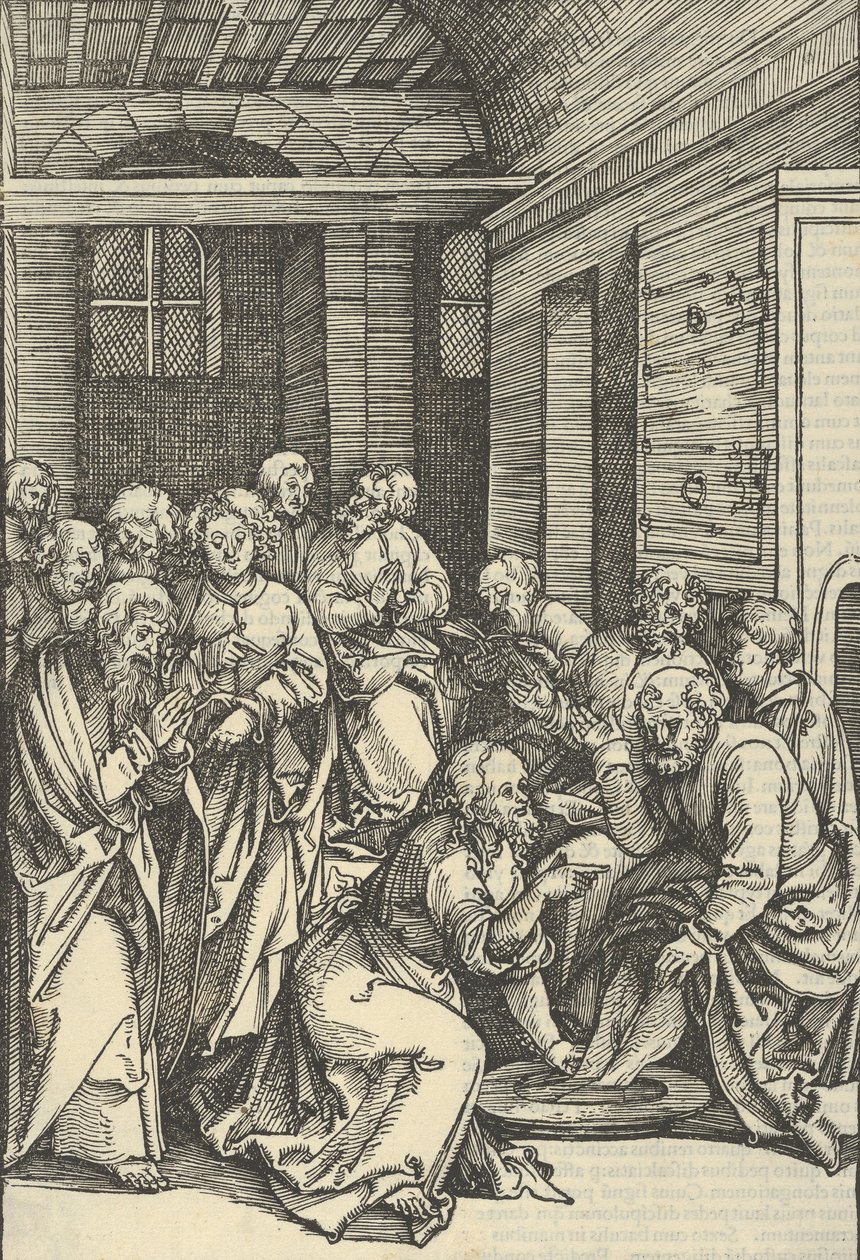 Kristus mycí nohy svatého Petra, ze Zrcadla umučení našeho Pána Ježíše Krista, 1507. od Hans Schäufelein the Elder