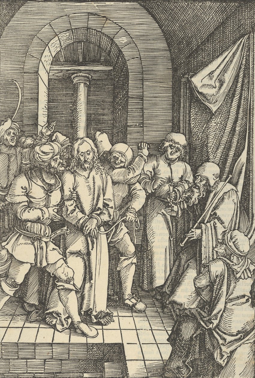 Kristus před Annášem, od zrcadla umučení našeho Pána Ježíše Krista, 1507. od Hans Schäufelein the Elder