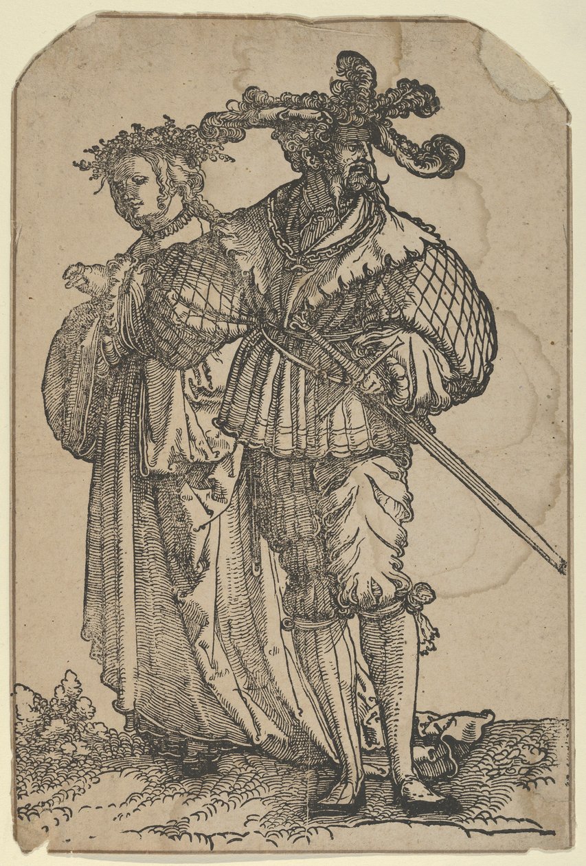 Taneční pár I, z restrike Wedding Dancers. od Hans Schäufelein the Elder
