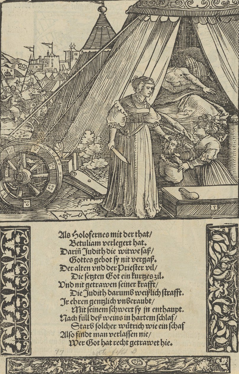 Judith s hlavou Holophernes, z památníku Das Büchle, 1533. od Hans Schäufelein the Elder