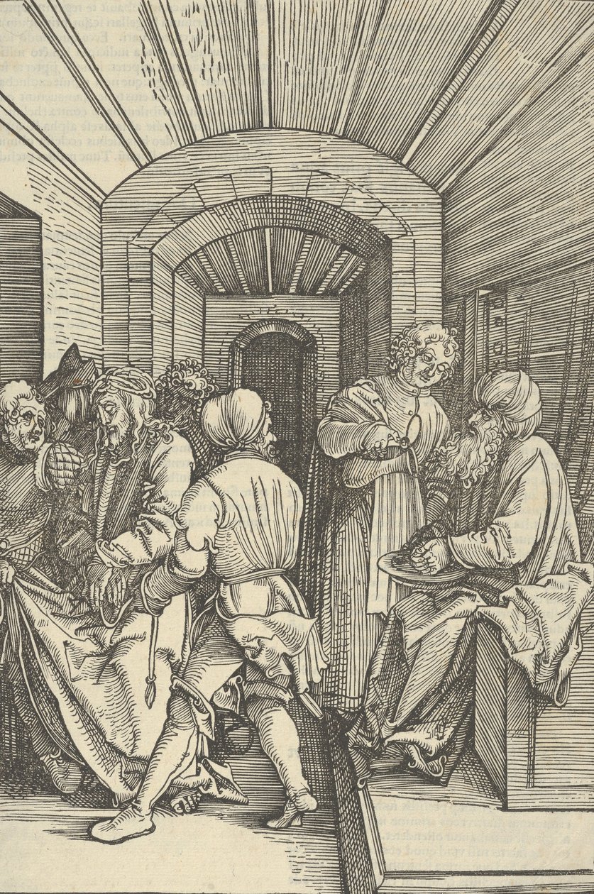 Pilát myje si ruce, od Zrcadla umučení našeho Pána Ježíše Krista, 1507. od Hans Schäufelein the Elder