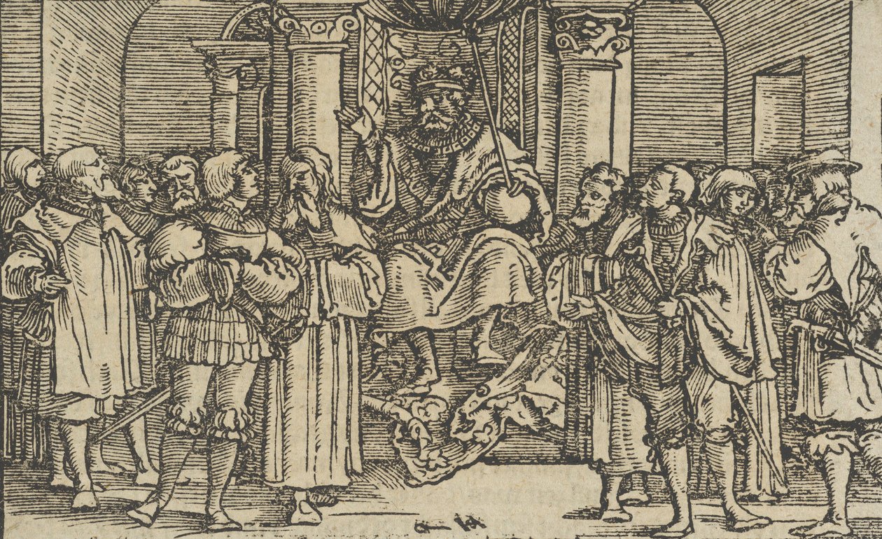 Zástupci Athén a Korintu na dvoře Archidamas, král Sparty, od..., 1533. od Hans Schäufelein the Elder