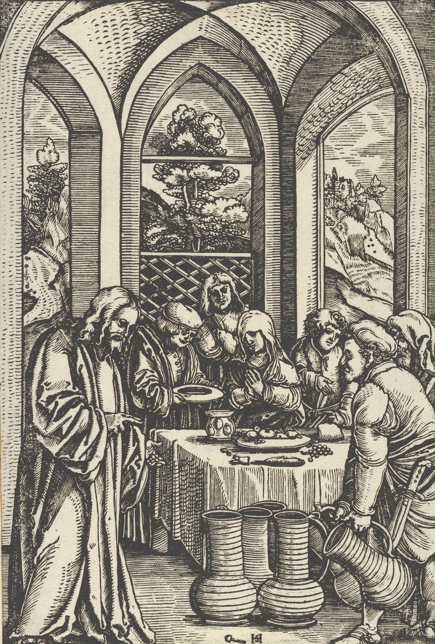 Svatba v Káně, ze Života Krista, ca. 1511-12. od Hans Schäufelein the Elder