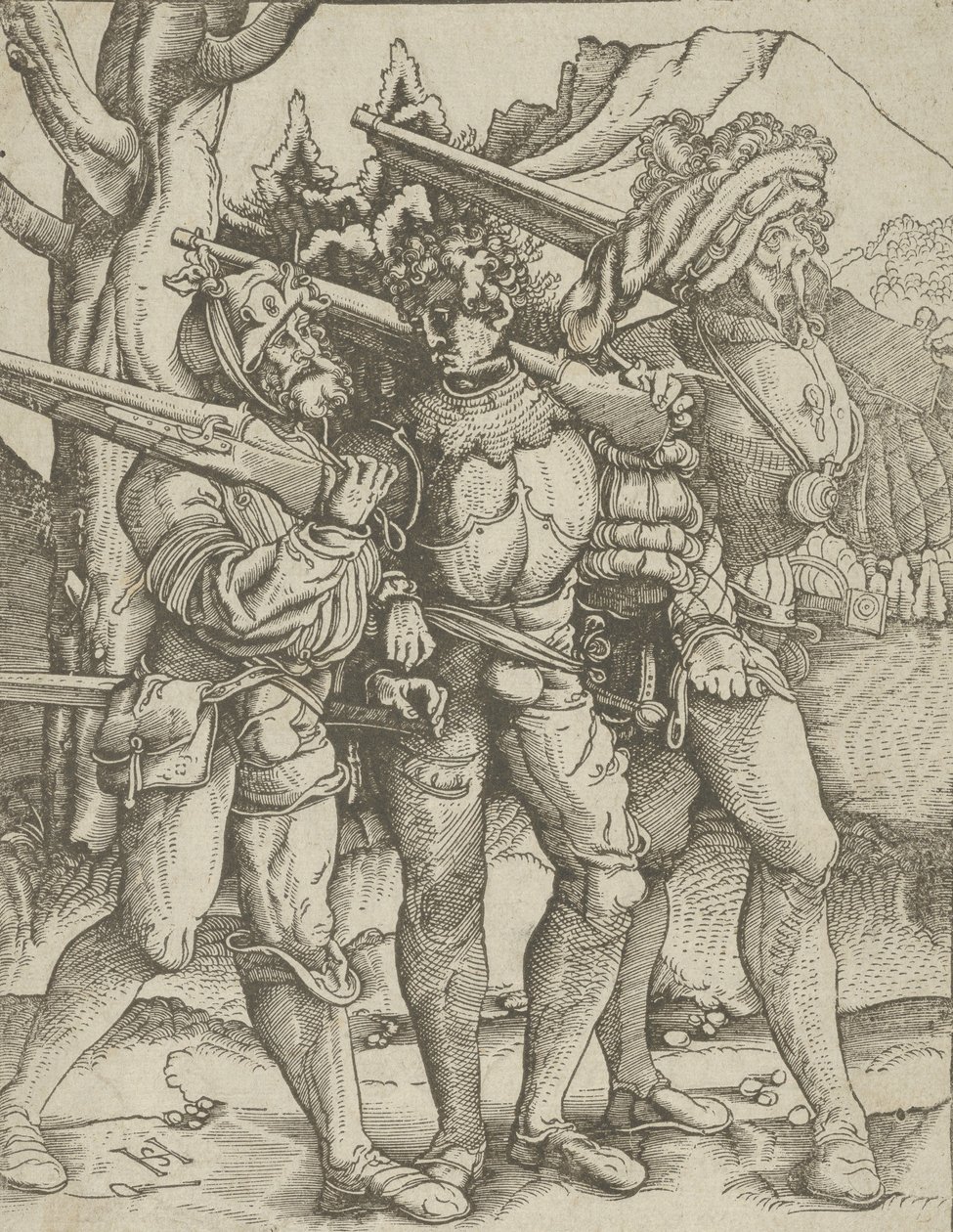 Tři vojáci s mušketami, ca. 1511-15. od Hans Schäufelein the Elder