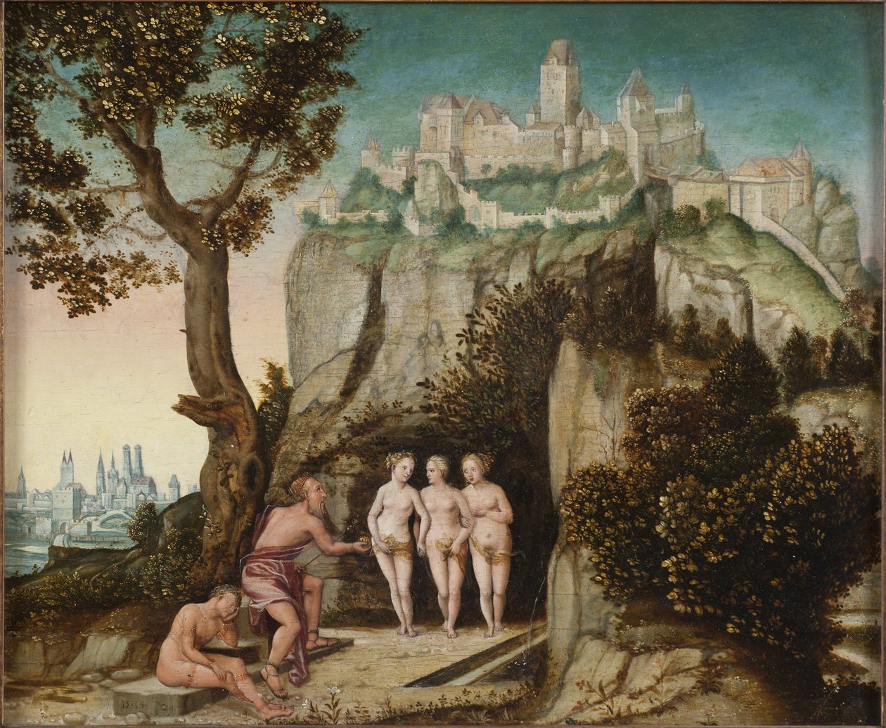 Le jugement de Paris - Soud z Paříže, Schoepfer, Hans, starší (1505-1570). Olej na dřevě. Rozměr: 32 x 41 cm. Národní muzeum Stockholm od Hans Schoepfer