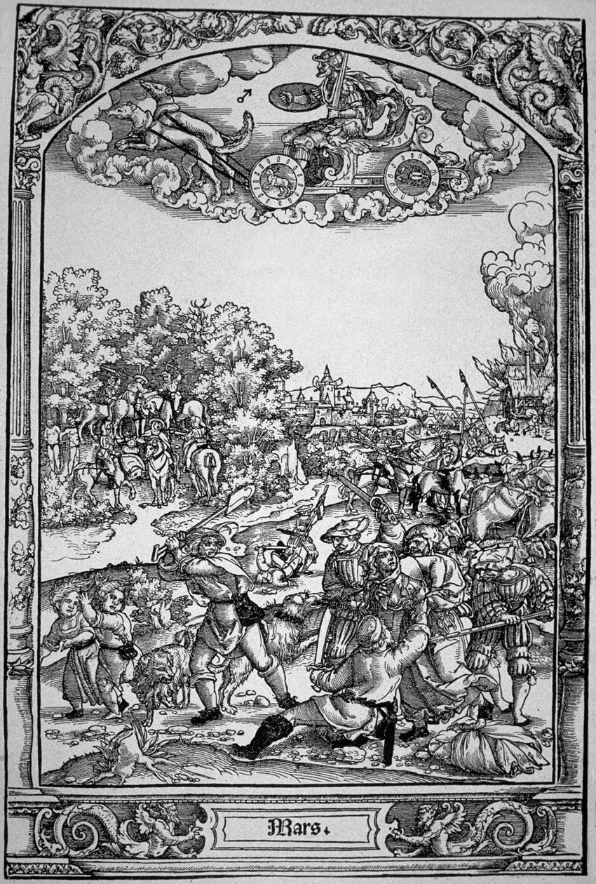 Mars (dřevoryt) od Hans Sebald (School of) Beham