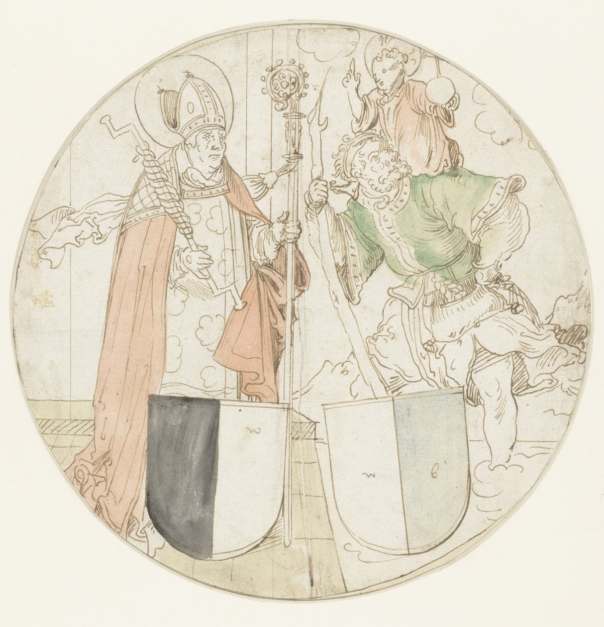 Svatí Kryštof a Erasmus, každý s erbem od Hans Sebald Beham (possibly)